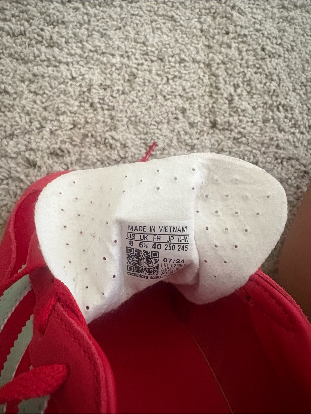 adidas Women's Red Sneakers with White Stripes - Picture 4 of 4